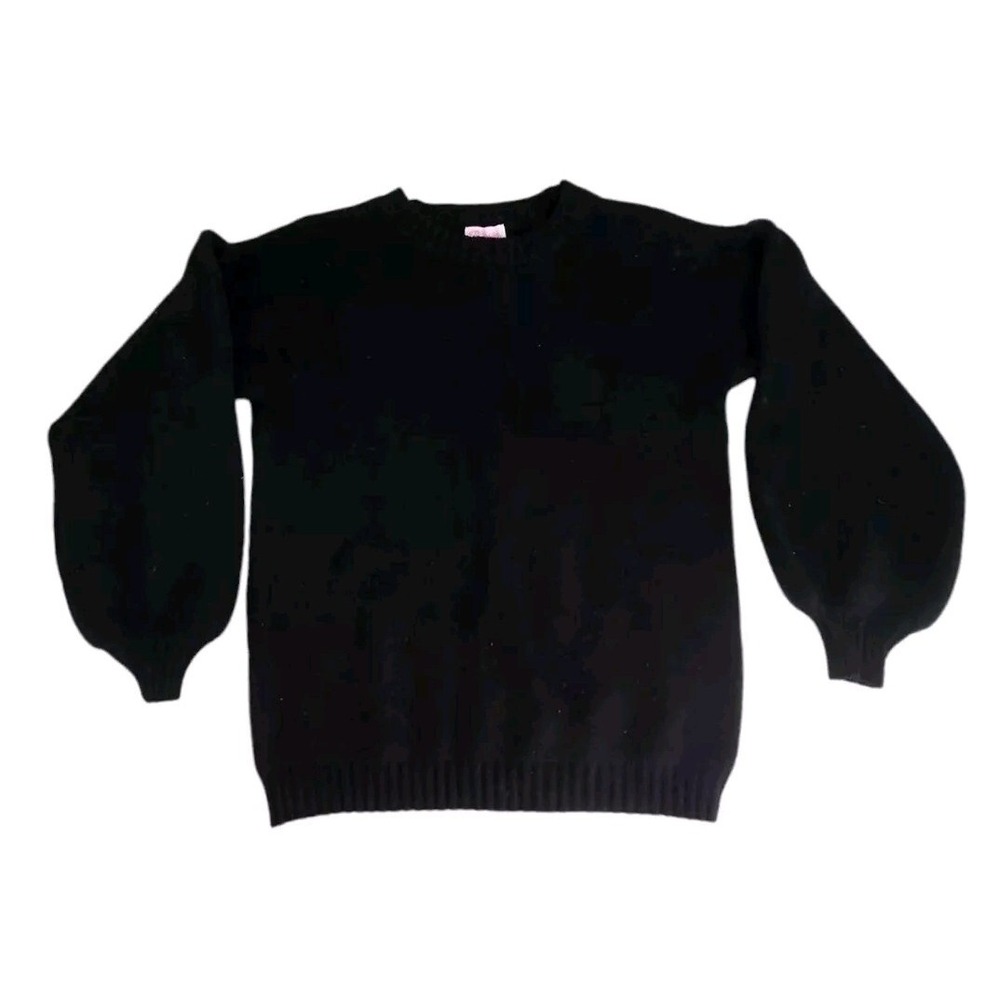 Pink Lily Womens Long Sleeve Sweater Size Medium Black Crew Neck Work Casual